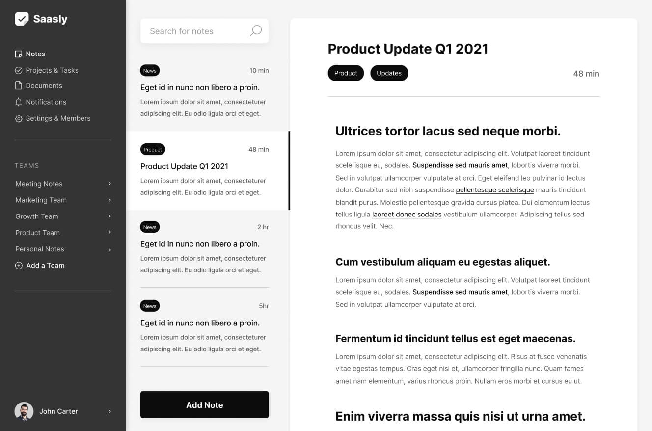 SaaS Note - Saasly Webflow Template
