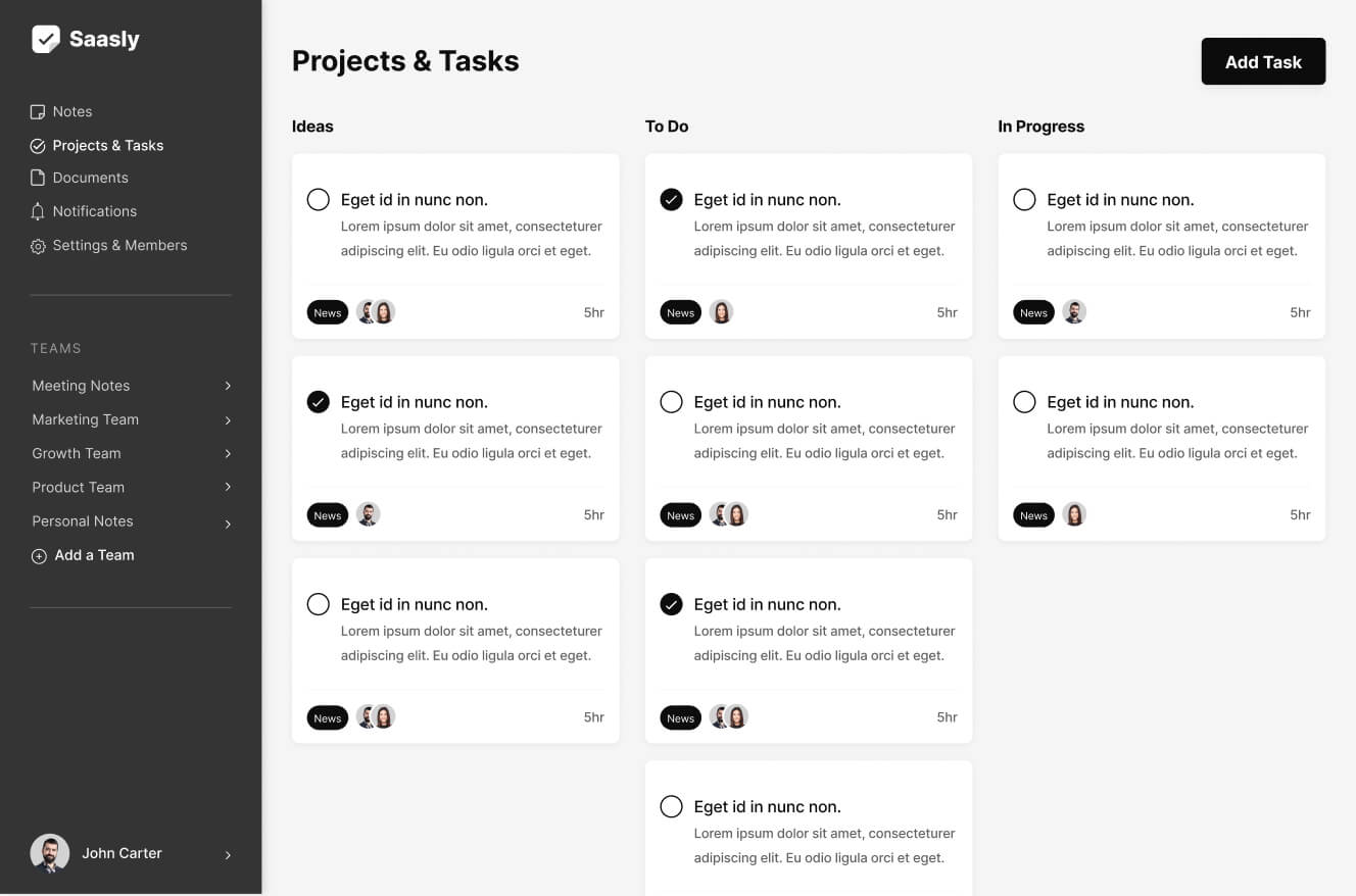 Project and Tasks - Saasly Webflow Template